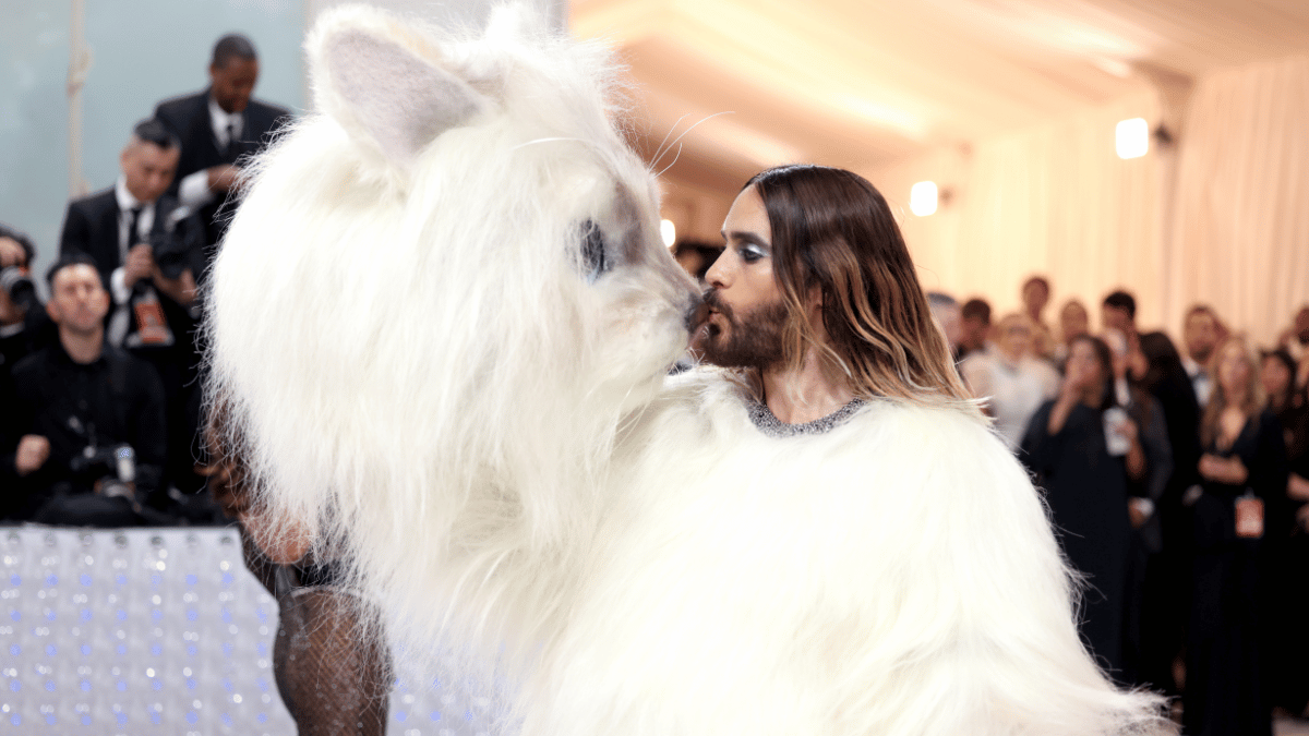 傑瑞德雷托 (Jared Leto) 穿著巨大的貓服裝亮相，讓 Met Gala 與萬聖節派對混淆