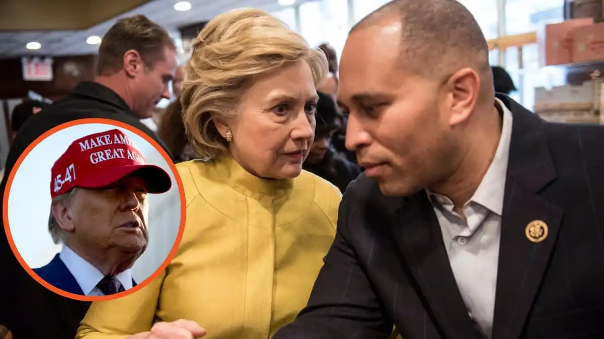 希拉蕊·柯林頓 (Hillary Clinton) 和哈基姆·傑弗里斯 (Hakeem Jeffries) 想提醒您，2025 年計畫倡議者唐納德·川普 (Donald Trump) 是個騙子